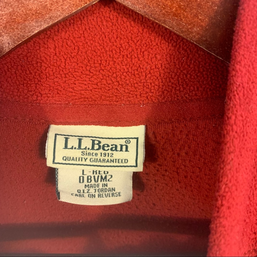 L.L. Bean Fleece Sweater Men's L Large 1/4 Zip Pullover Red Activewear Leisure - Picture 3 of 4